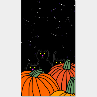 Halloween Pumpkins and Cats Posters and Art